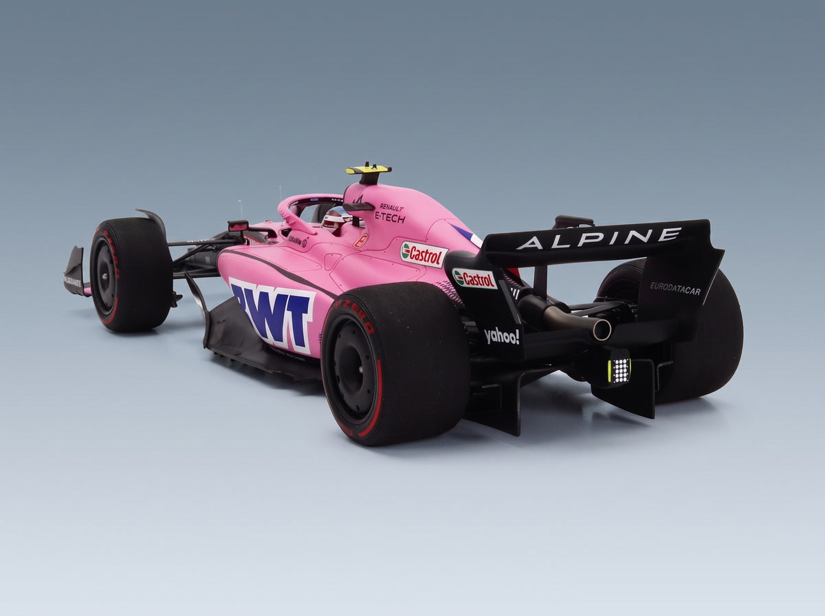 Alpine F1 A522 Team Alpine BWT No. 31 Esteban Ocon 7th Bahrain GP 2022 Minichamps 1:18 scale model - rear three-quarter view
