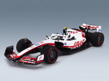 Haas VF-22 Team Haas No. 47 Mick Schumacher 8th (First Points) Silverstone British GP 2022 Minichamps 1:18 scale model - front three-quarter view