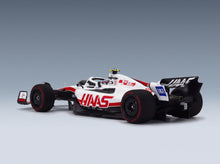 Haas VF-22 Team Haas No. 47 Mick Schumacher 8th (First Points) Silverstone British GP 2022 Minichamps 1:18 scale model - rear three-quarter view