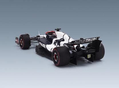 AlphaTauri AT04 Team AlphaTauri No. 21 Nyck De Vries Silverstone British GP 2023 Minichamps 1:18 scale model - rear three-quarter view