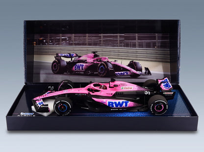 Alpine A523 BWT Alpine F1 Team No. 31 Esteban Ocon Bahrain GP 2023 Minichamps 1:18 scale model - original packaging