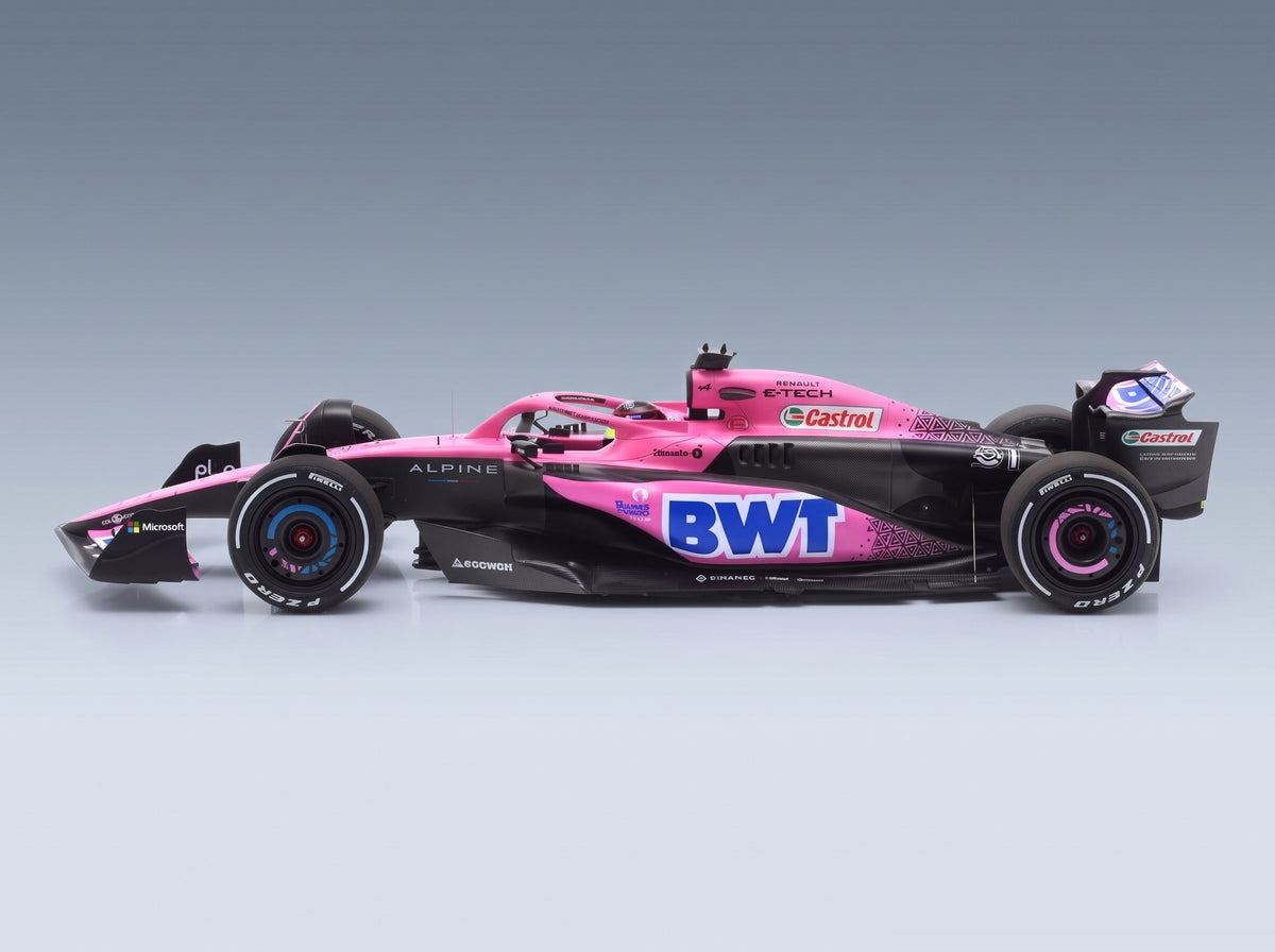 Alpine A523 BWT Alpine F1 Team No. 31 Esteban Ocon Bahrain GP 2023 Minichamps 1:18 scale model - side view