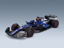 Williams FW45 Team Williams Racing Gulf No. 23 Alexander Albon British GP 2023 Minichamps 1:18 scale model - front three-quarter view