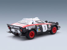 Lancia Stratos HF Pirelli No. 1 Walter Rohrl Christian Geistdorfer Winner Rally Dynavit Saarland 1978 Night Version Minichamps 1:18 scale model - rear three-quarter view