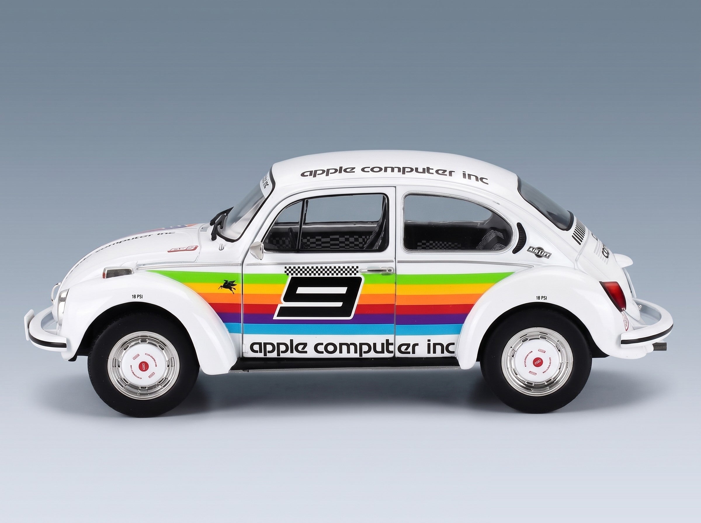 Volkswagen Beetle 1303 No. 9 Tribute Porsche K3 Livery 1975 White Solido 1:18 scale model - side view