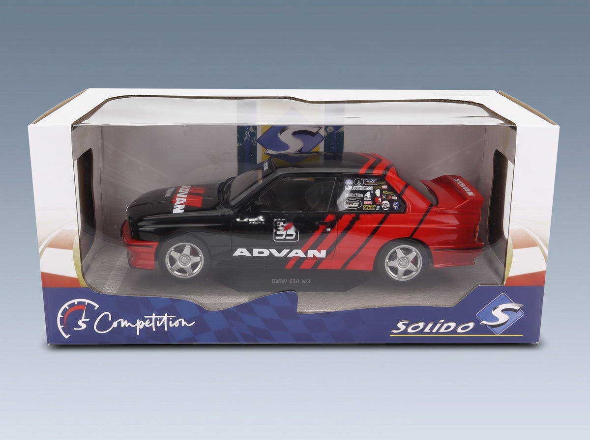 BMW 3-Series M3 (E30) Advan Rally Drift Team 1990 Solido 1:18 scale model - original packaging