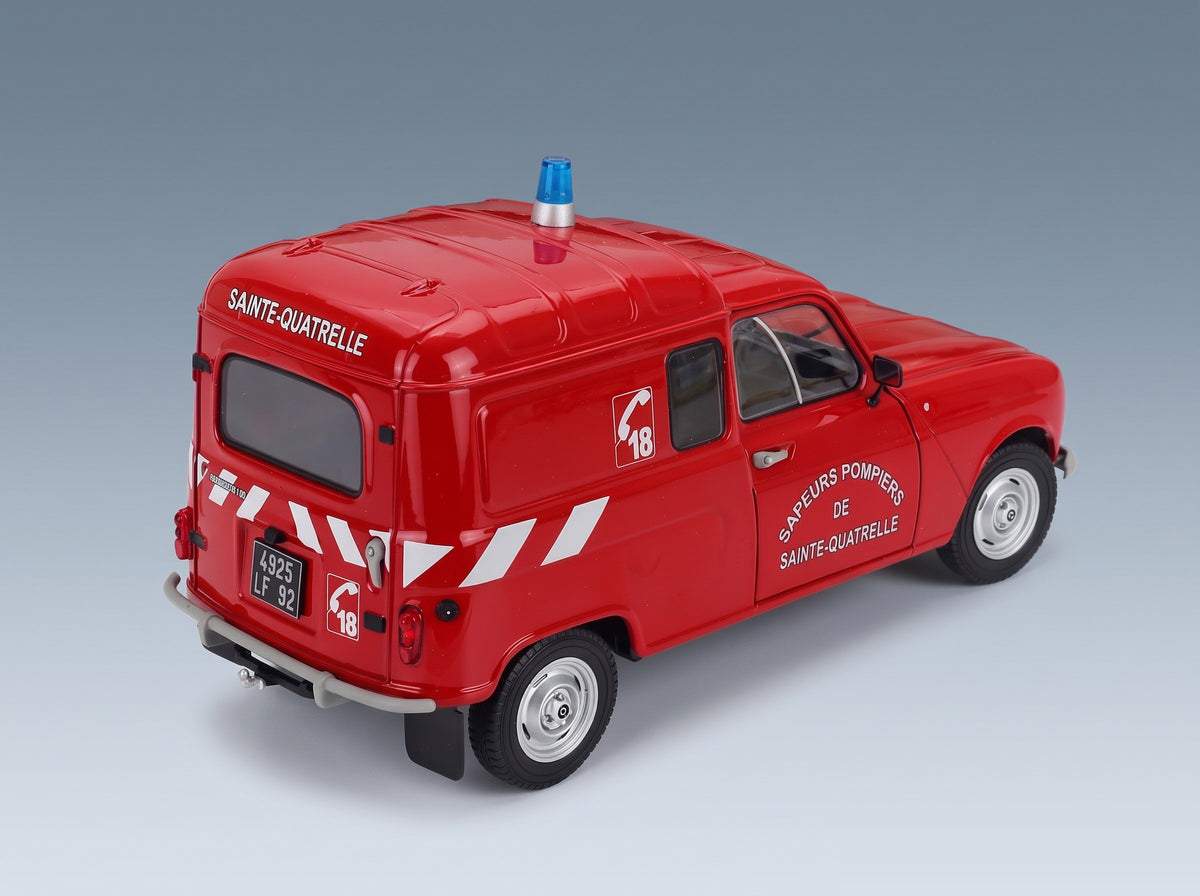 Renault R4 F4 Van Sapeurs-Pompiers 1976 Red Solido 1:18 scale model - rear three-quarter view
