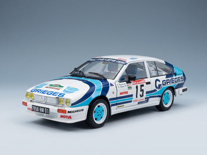 Alfa Romeo Alfetta GTV6 No. 15 C.Rigollet M.Bathelot Rally des Garrigues 1986 Solido 1:18 scale model - front three-quarter view