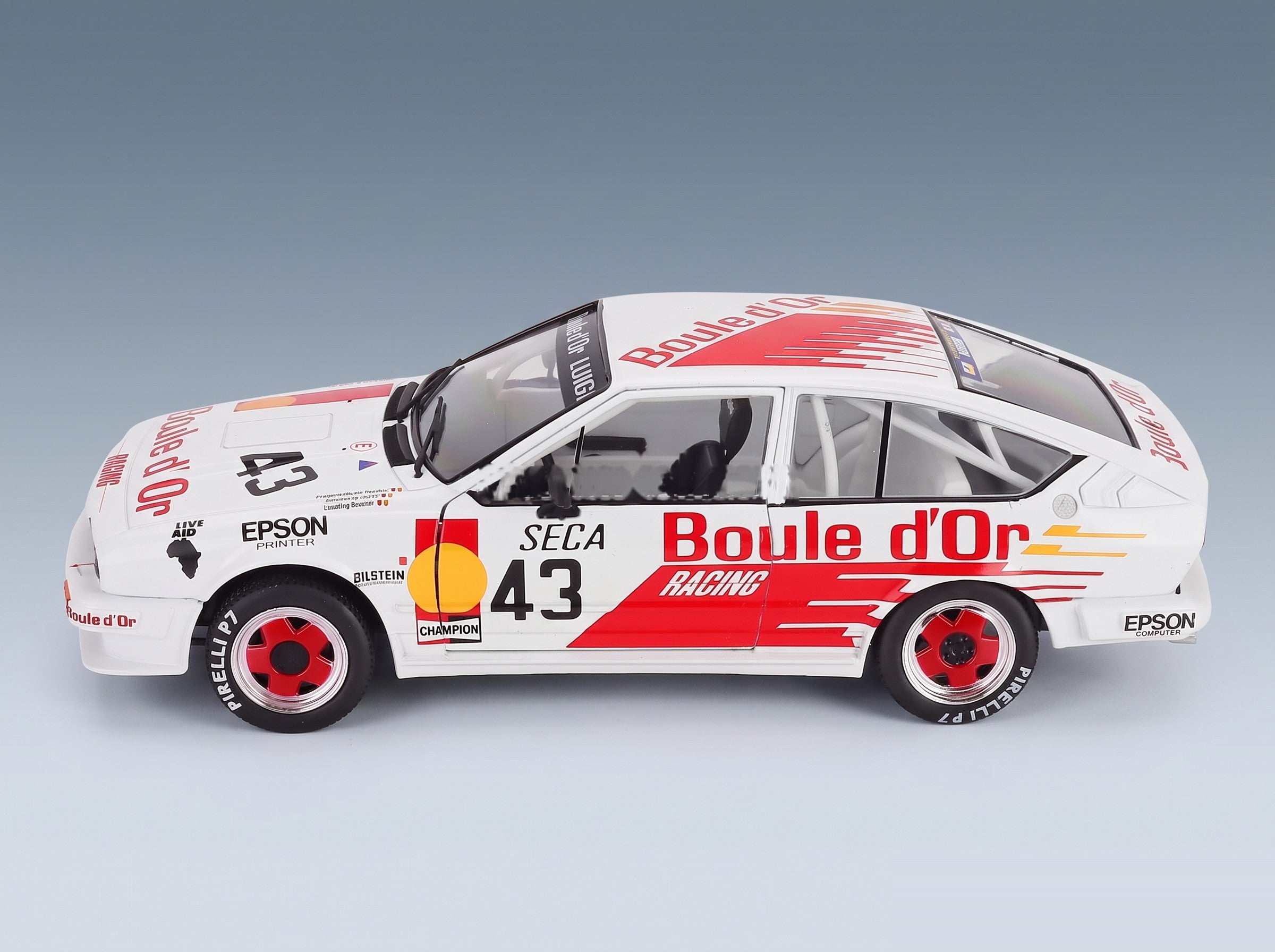 Alfa Romeo Alfetta GTV6 No. 43 Bernard De Dryver Francois Xavier Boucher Loudwig Boucher 24h Spa 1985 Solido 1:18 scale model - side view