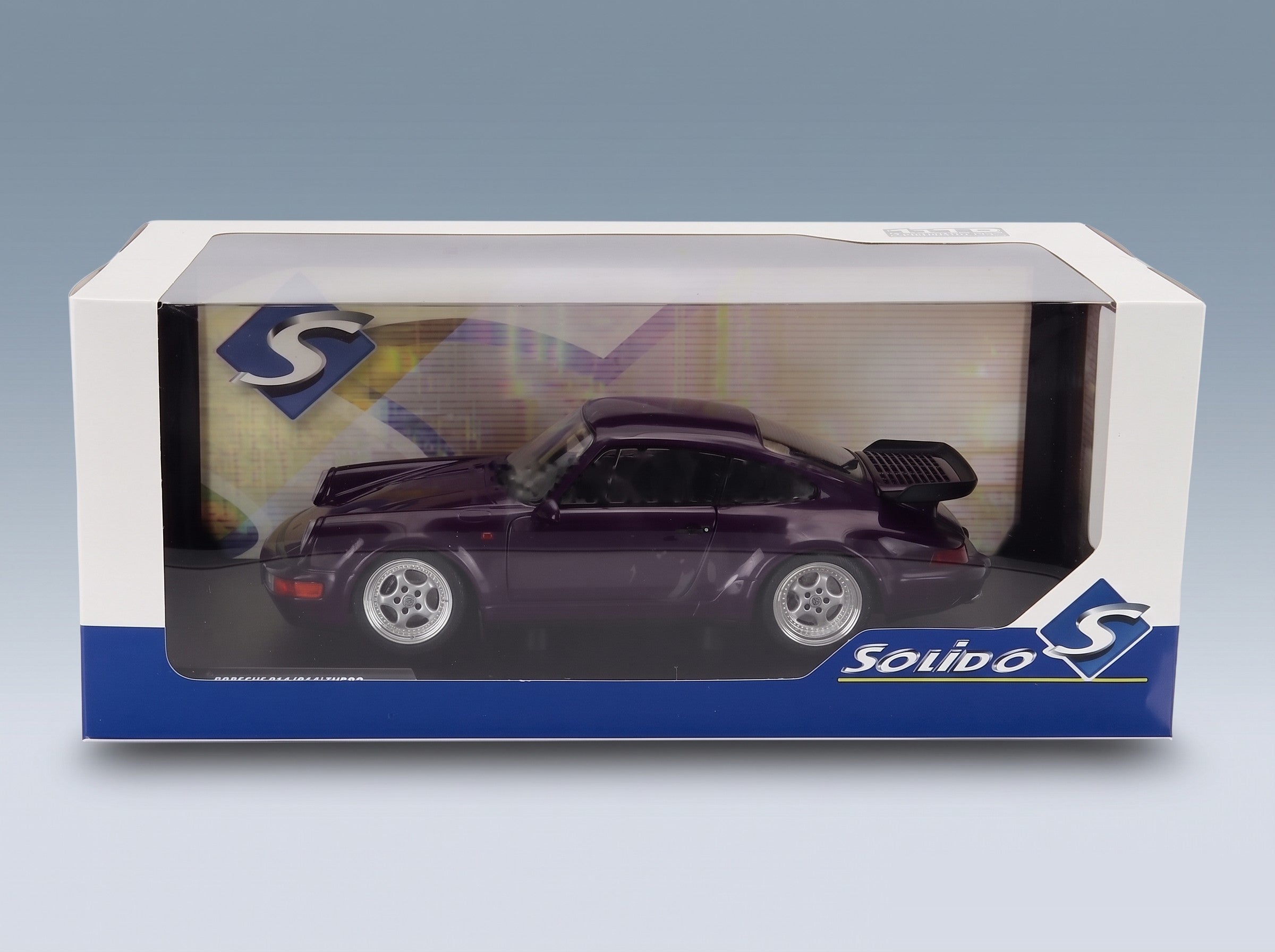 Porsche 911 964 Turbo Coupé 1990 Purple Solido 1:18 scale model - original packaging