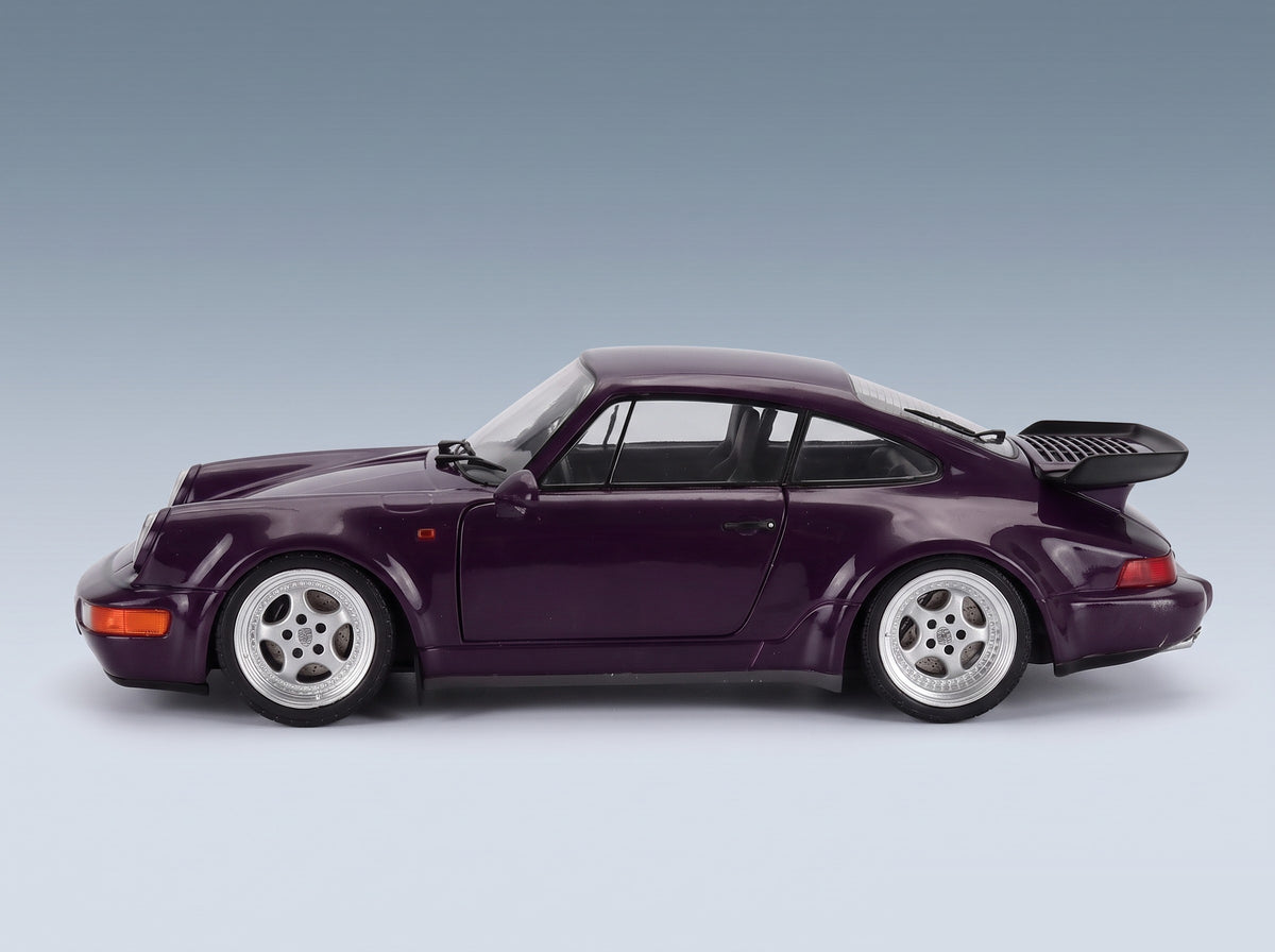 Porsche 911 964 Turbo Coupé 1990 Purple Solido 1:18 scale model - side view