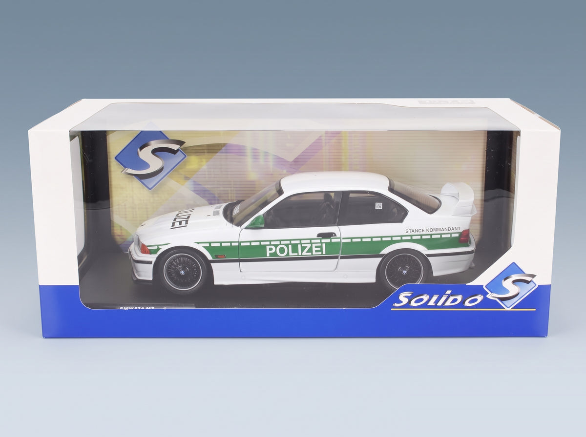 BMW 3 Series M3 (E36) Coupé Polizei 1991 White Green Solido 1:18 scale model - original packaging