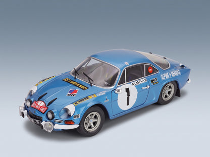 Alpine A110 1600S No. 1 Jean Luc Therier Claude Roure Rally Monte Carlo 1972 Night Version Solido 1:18 scale model - front three-quarter view
