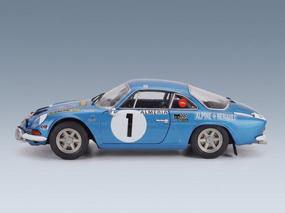 Alpine A110 1600S No. 1 Jean Luc Therier Claude Roure Rally Monte Carlo 1972 Night Version Solido 1:18 scale model - side view