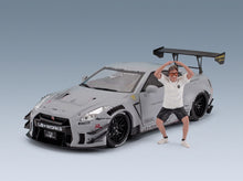 Nissan GT-R (R35) Type 2 Liberty Walk LB Works Coupé 2018 Grey with Driver Figure Solido 1:18 scale model - front three-quarter view