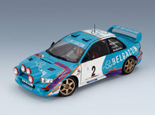 Subaru Impreza WRC99 Team Belgacom No. 2 Jean Marc Fortin Gregoire De Mevius 4th Rally Belgium Westhoek Ypres 1998 Night Version Solido 1:18 scale model - front three-quarter view