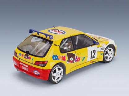 Peugeot 306 Maxi No. 12 Jean Pierre Van De Wauver Jean Van Der Schueren Rally Condroz 1997 Solido 1:18 scale model - rear three-quarter view