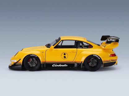 Porsche 911 993 RWB Bodykit Coupé Cinderella Yellow 2020 Solido 1:18 scale model - side view