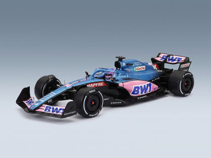 Alpine F1 A522 Team Alpine BWT No. 14 Fernando Alonso Monaco GP 2022 Solido 1:18 scale model - rear three-quarter view