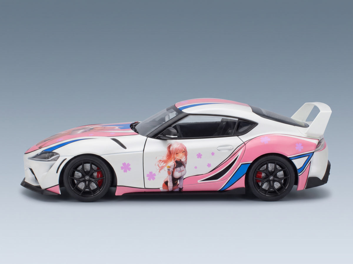 Toyota Supra GR Itasha 2024 White Pink Solido 1:18 scale model - side view