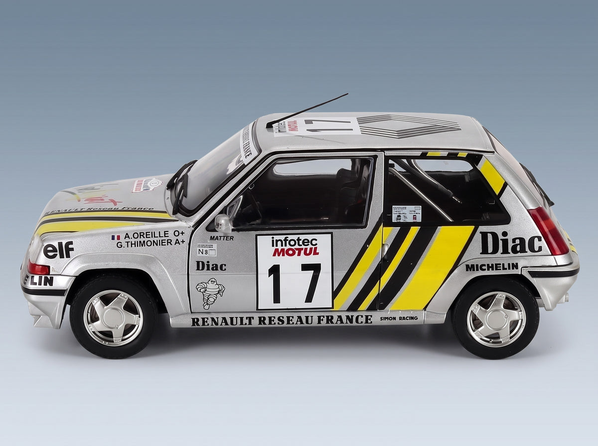 Renault R5 Supercinque GT Turbo Team Simon Racing No. 17 Alain Oreille Gilles Thimonier Rally Tour de Corse 1989 Solido 1:18 scale model - side view