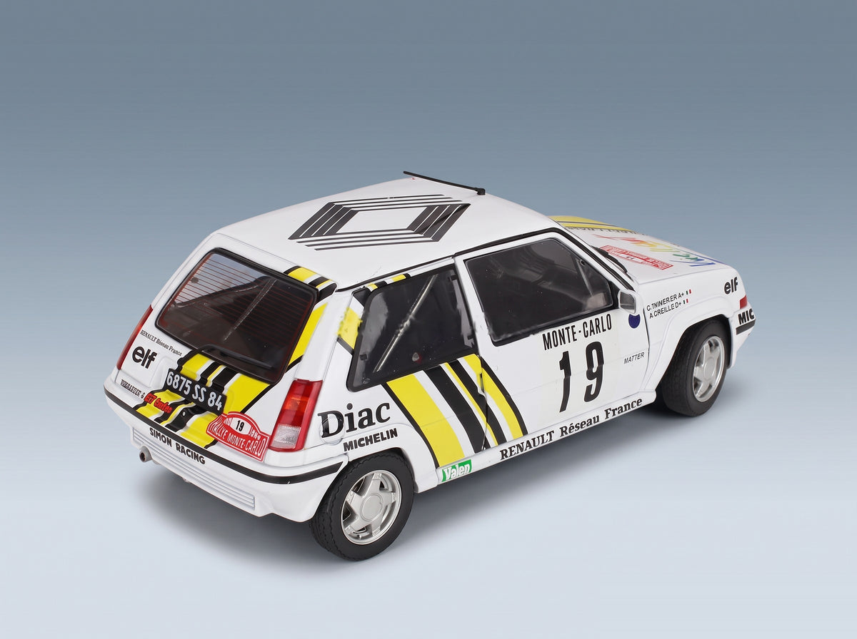 Renault R5 GT Turbo No. 19 Alain Oreille Gilles Thimonier Rally Monte Carlo 1989 Solido 1:18 scale model - rear three-quarter view