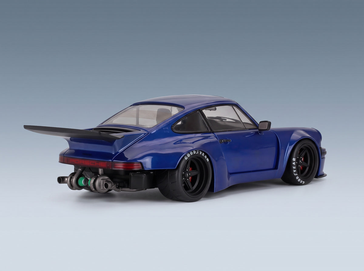 Porsche 911 930 3.0L KS-R Coupé 2022 Blue Solido 1:18 scale model - rear three-quarter view