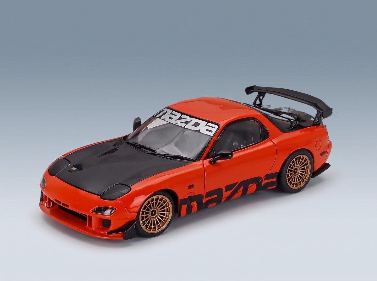 Mazda RX-7 FD3S Works Coupe 1999 Orange Solido 1:18 scale model - front three-quarter view