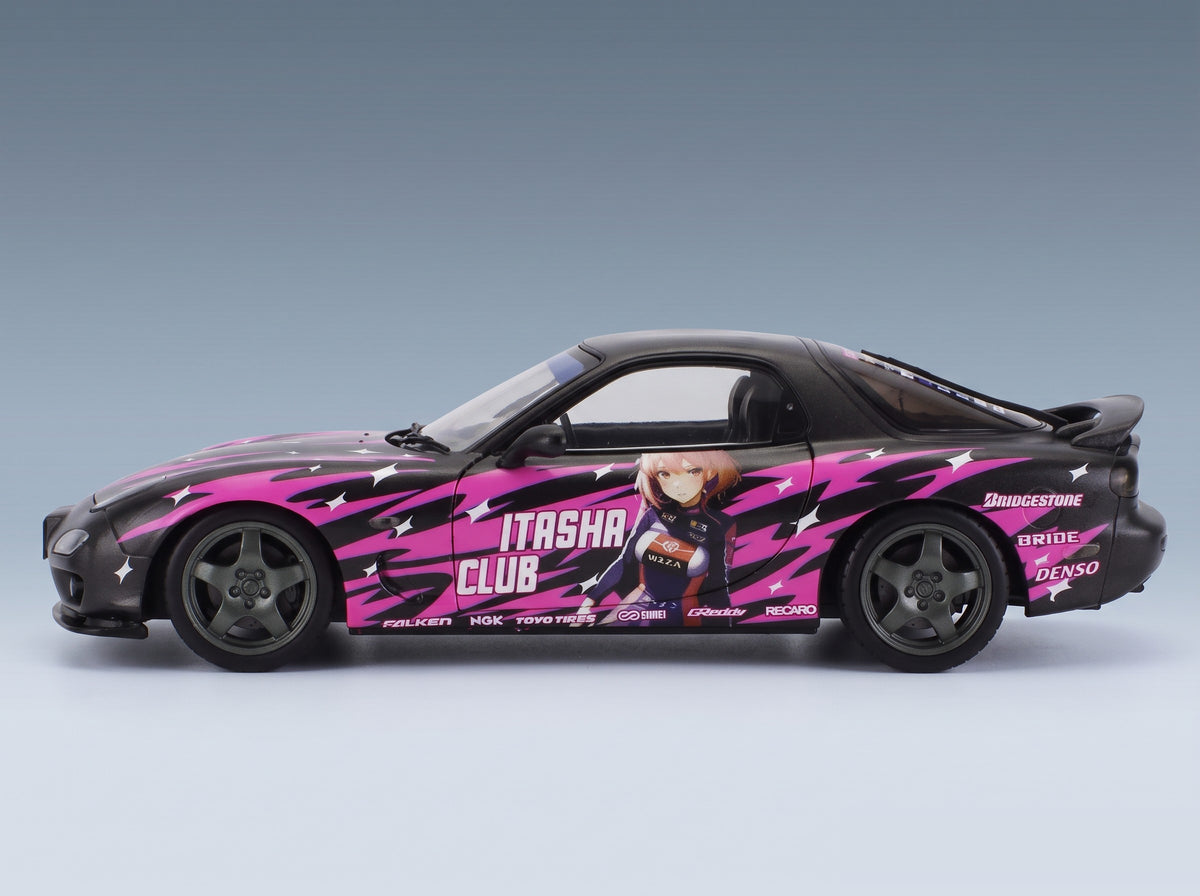 Mazda RX-7 FD3S Works Itasha Club Coupé 1999 Black Fucsia Solido 1:18 scale model - side view
