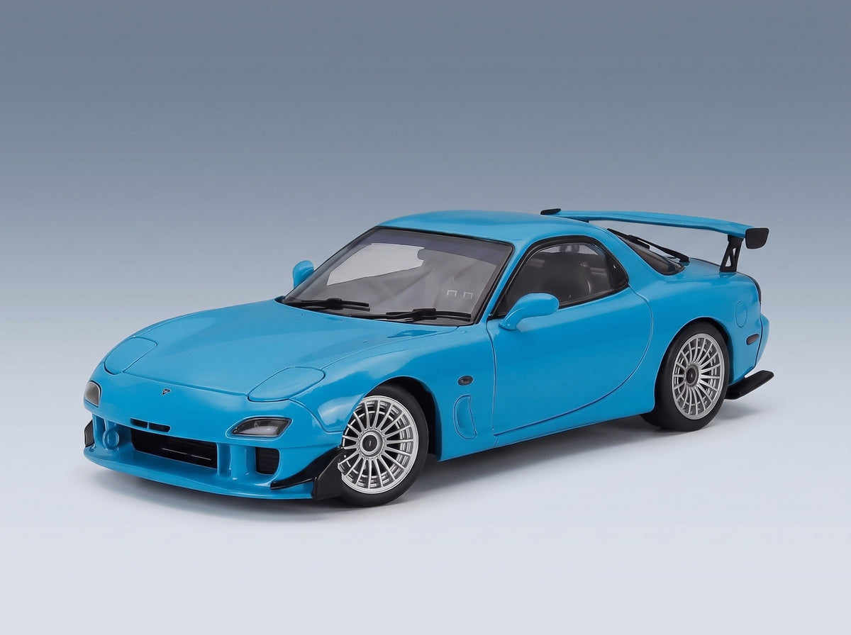 Mazda RX-7 FD3S Works Coupé 1999 Blue Solido 1:18 scale model - front three-quarter view