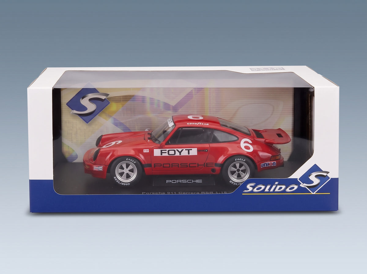 Porsche 911 RS 3.0 Coupé No. 6 IROC Anthony Joseph Foyt Daytona 1974 Solido 1:18 scale model - original packaging