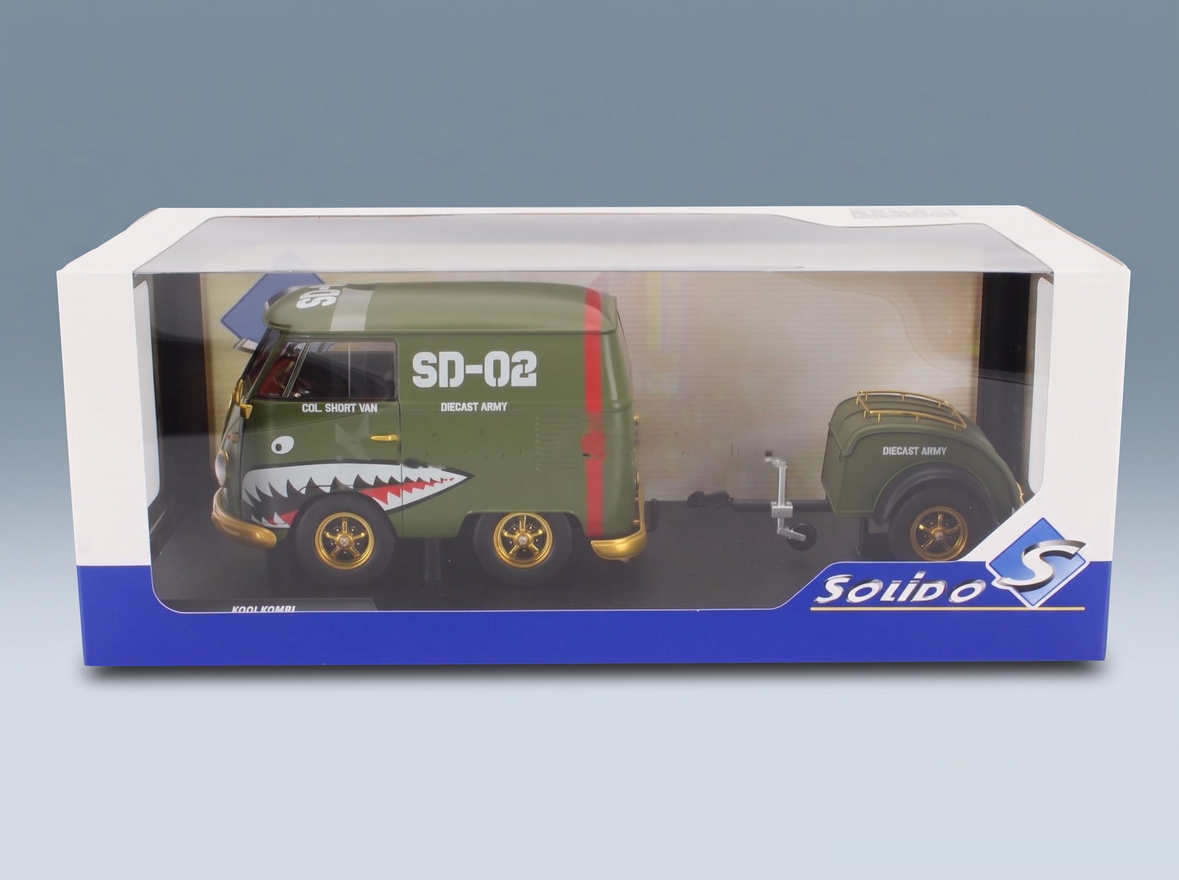 Volkswagen T1 Van Kool Combi with Trailer 1950 Green Solido 1:18 scale model - original packaging