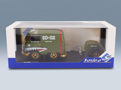Volkswagen T1 Van Kool Combi with Trailer 1950 Green Solido 1:18 scale model - original packaging