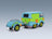 Volkswagen T1 Van Kool Combi Ghosthunters Machine with Trailer 1950 Blue Green Solido 1:18 scale model - rear three-quarter view