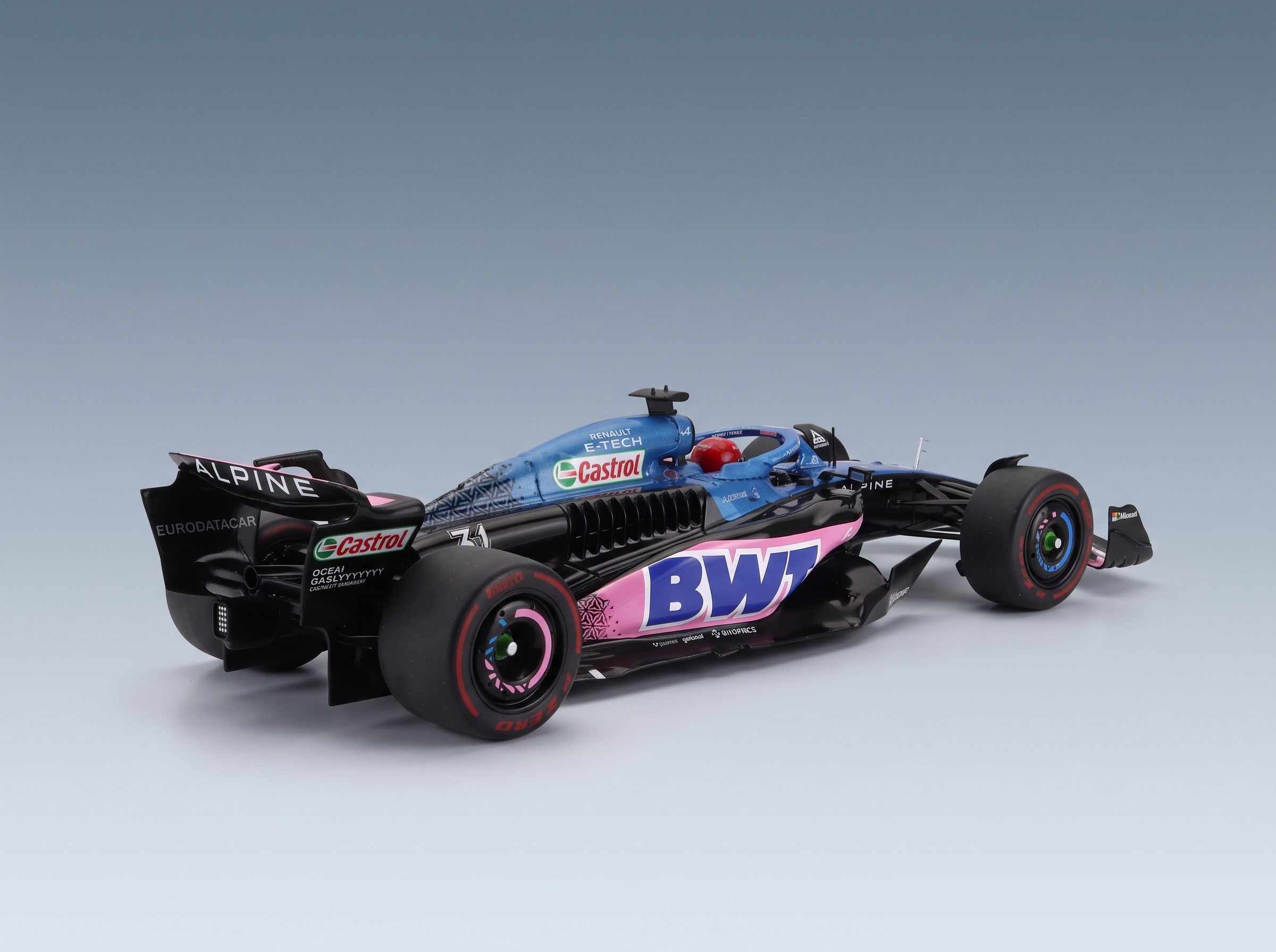 Alpine A523 BWT Alpine F1 Team No. 31 Esteban Ocon 3rd Monaco GP 2023 Solido 1:18 scale model - rear three-quarter view