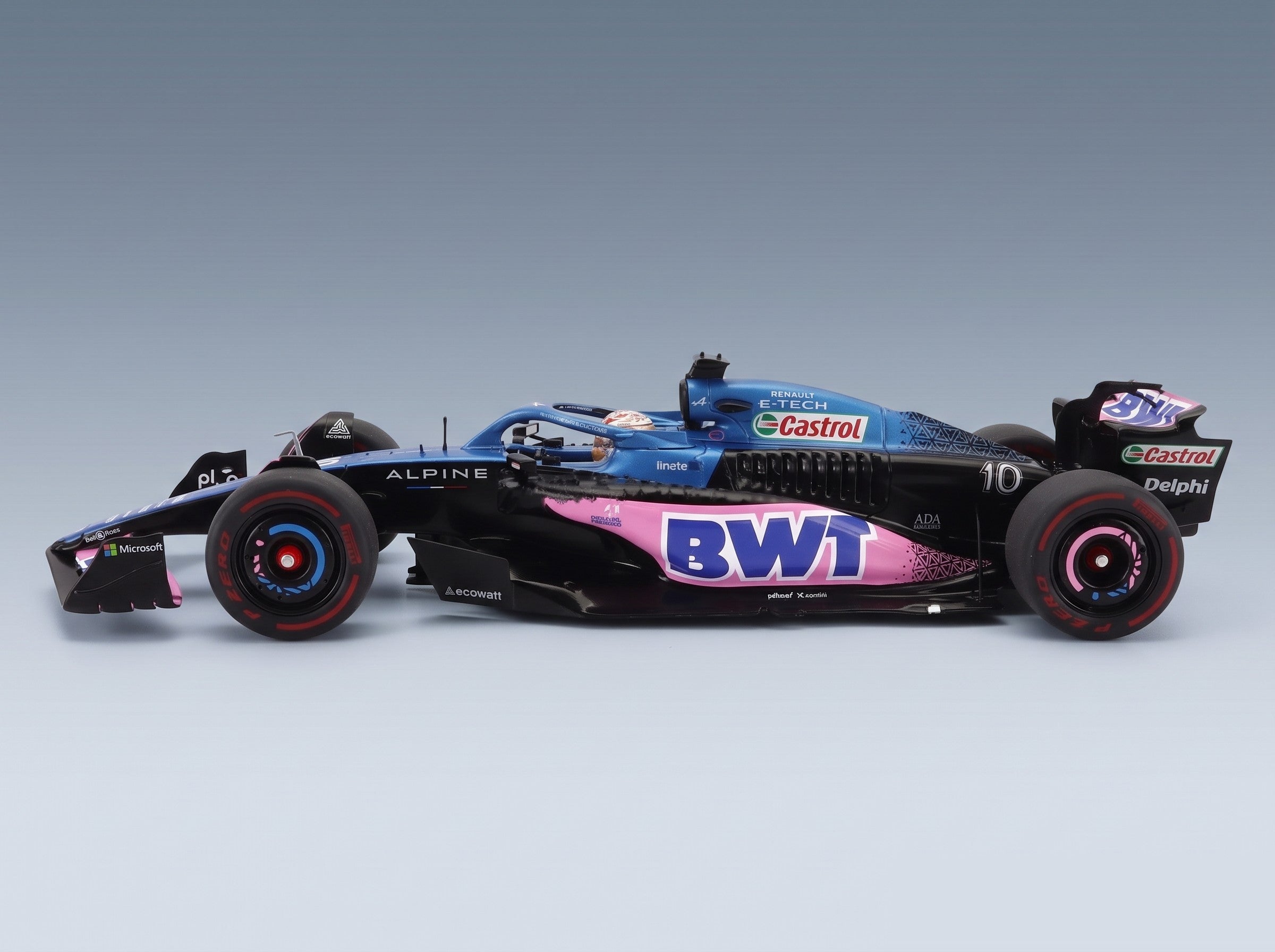 Alpine F1 A523 BWT Alpine F1 Team No. 10 Pierre Gasly 3rd Dutch GP 2023 Solido 1:18 scale model - side view
