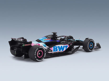 Alpine F1 A524 BWT Alpine F1 Team No. 31 No. 10 Esteban Ocon Pierre Gasly Presentation Season 2024 Solido 1:18 - rear three-quarter view