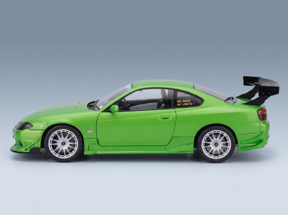 Nissan Silvia S15 Coupé Spec-R Aero 1999 Green Metallic Solido 1:18 scale model - side view