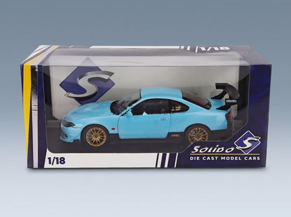 Nissan Silvia S15 Coupé Spec-R Aero 1999 Blue Solido 1:18 scale model - original packaging