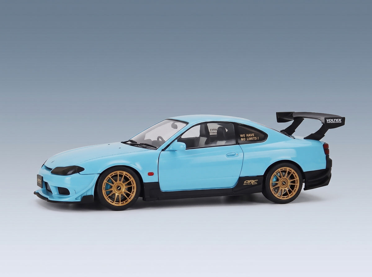 Nissan Silvia S15 Coupé Spec-R Aero 1999 Blue Solido 1:18 scale model - side view