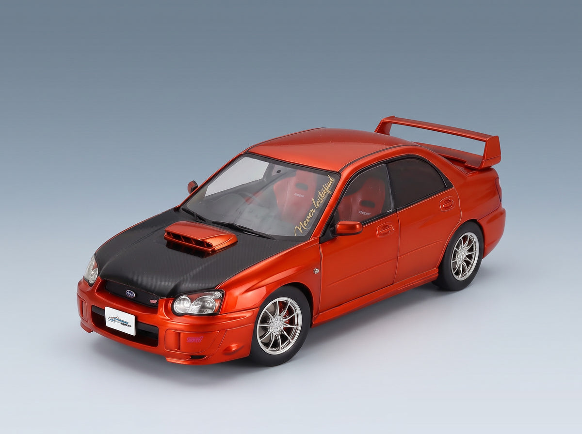 Subaru Impreza WRX STI 2003 Orange Black Solido 1:18 scale model - front three-quarter view