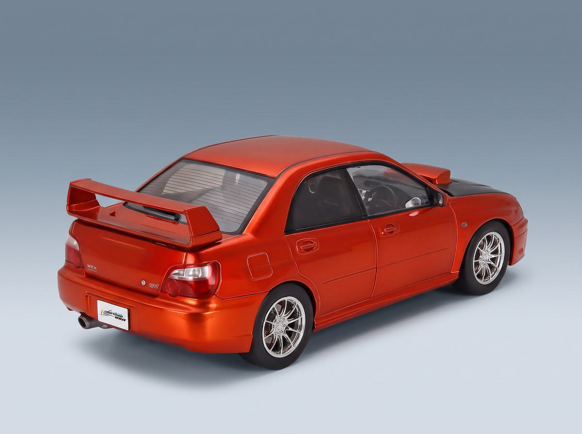 Subaru Impreza WRX STI 2003 Orange Black Solido 1:18 scale model - rear three-quarter view