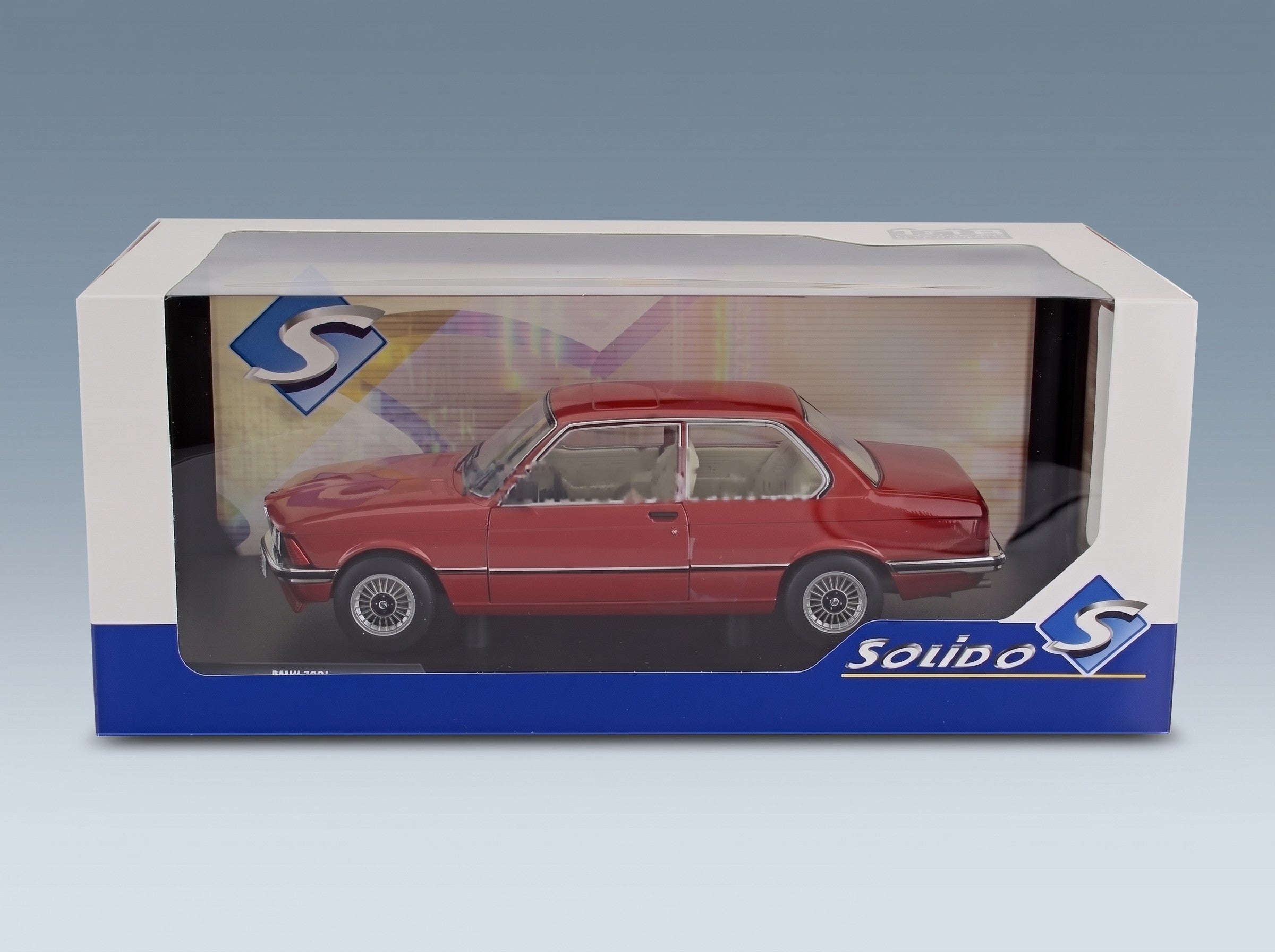 BMW 3 Series 323i (E21) 1980 Red Metallic Solido 1:18 scale model - original packaging