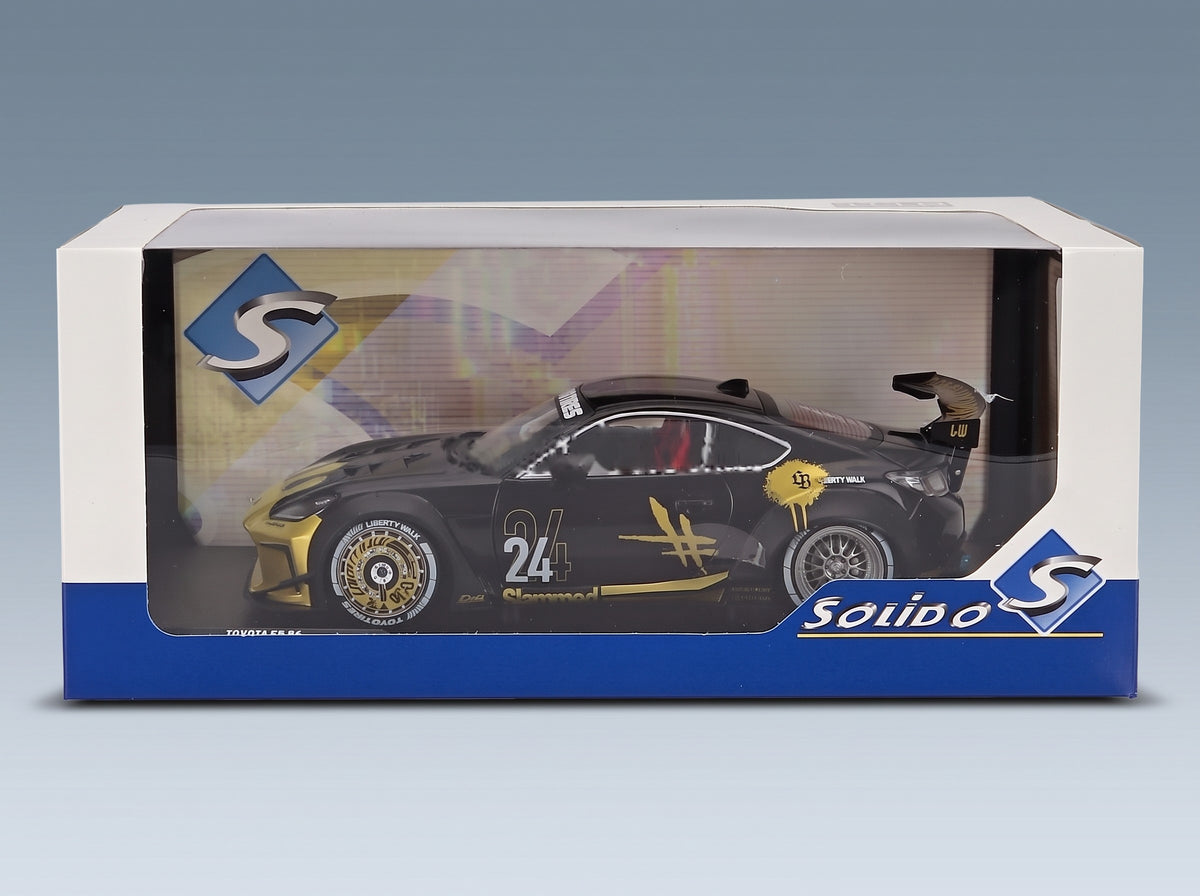 Toyota GR86 LBWK Body Kit No. 24 Coupé 2024 Black Gold Solido 1:18 scale model - original packaging