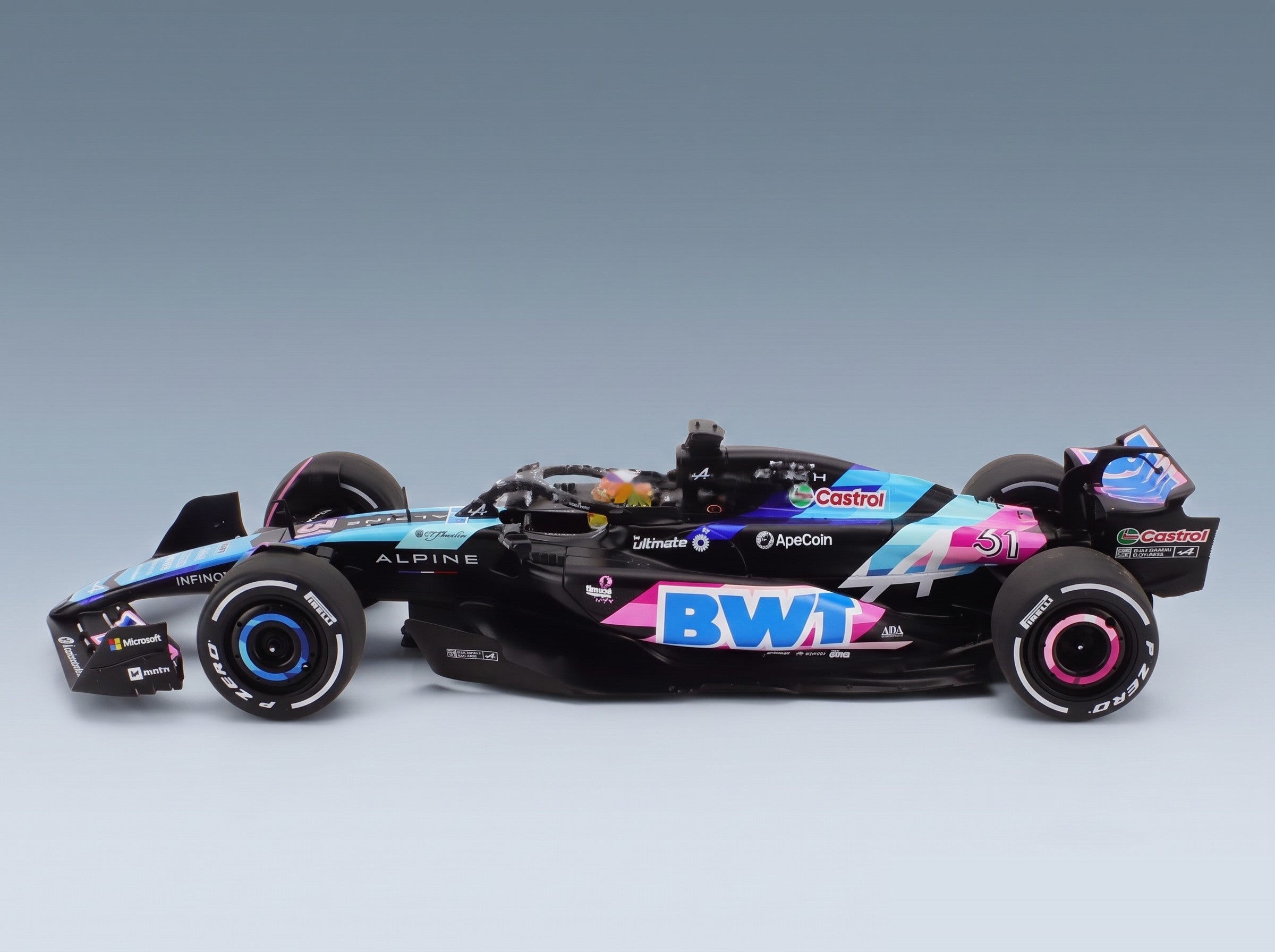 Alpine F1 A524 BWT Alpine F1 Team No. 31 Esteban Ocon Miami GP 2024 Solido 1:18 scale model - side view