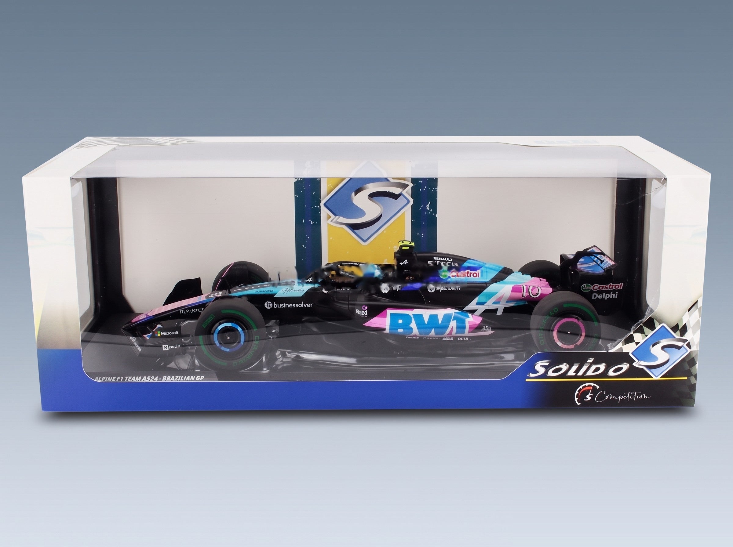 Alpine F1 A524 BWT Alpine F1 Team No. 10 Pierre Gasly Brazilian GP 2024 Solido 1:18 scale model - original packaging
