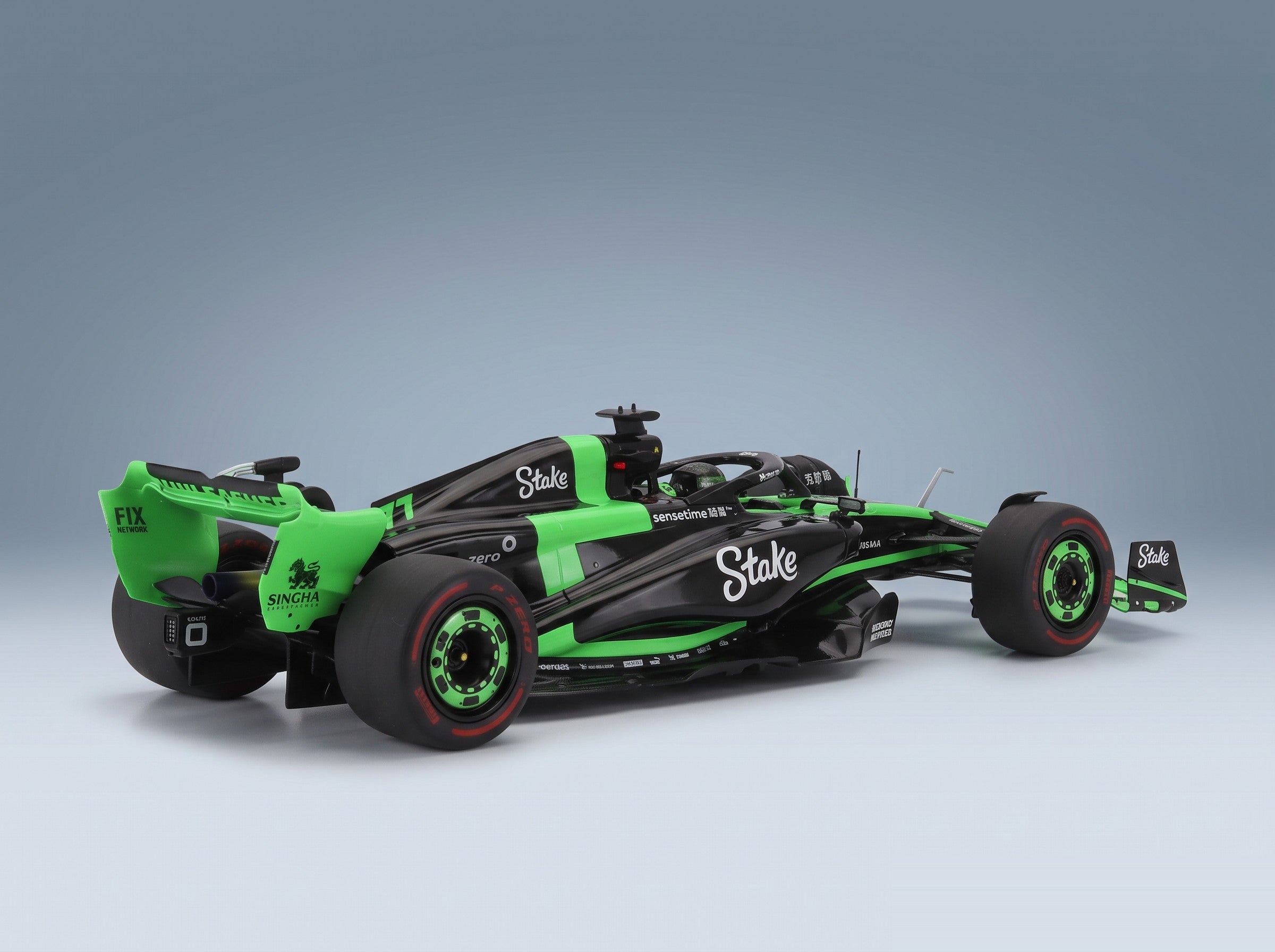 Sauber C44 Team Stake Kick No. 77 Valtteri Bottas Japan GP 2024 Solido 1:18 scale model - rear three-quarter view
