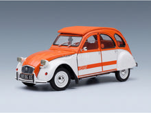 Citroën 2CV Spot 1976 Orange White Norev 1:18 scale model - front three-quarter view