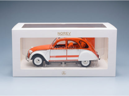 Citroën 2CV Spot 1976 Orange White Norev 1:18 scale model - original packaging