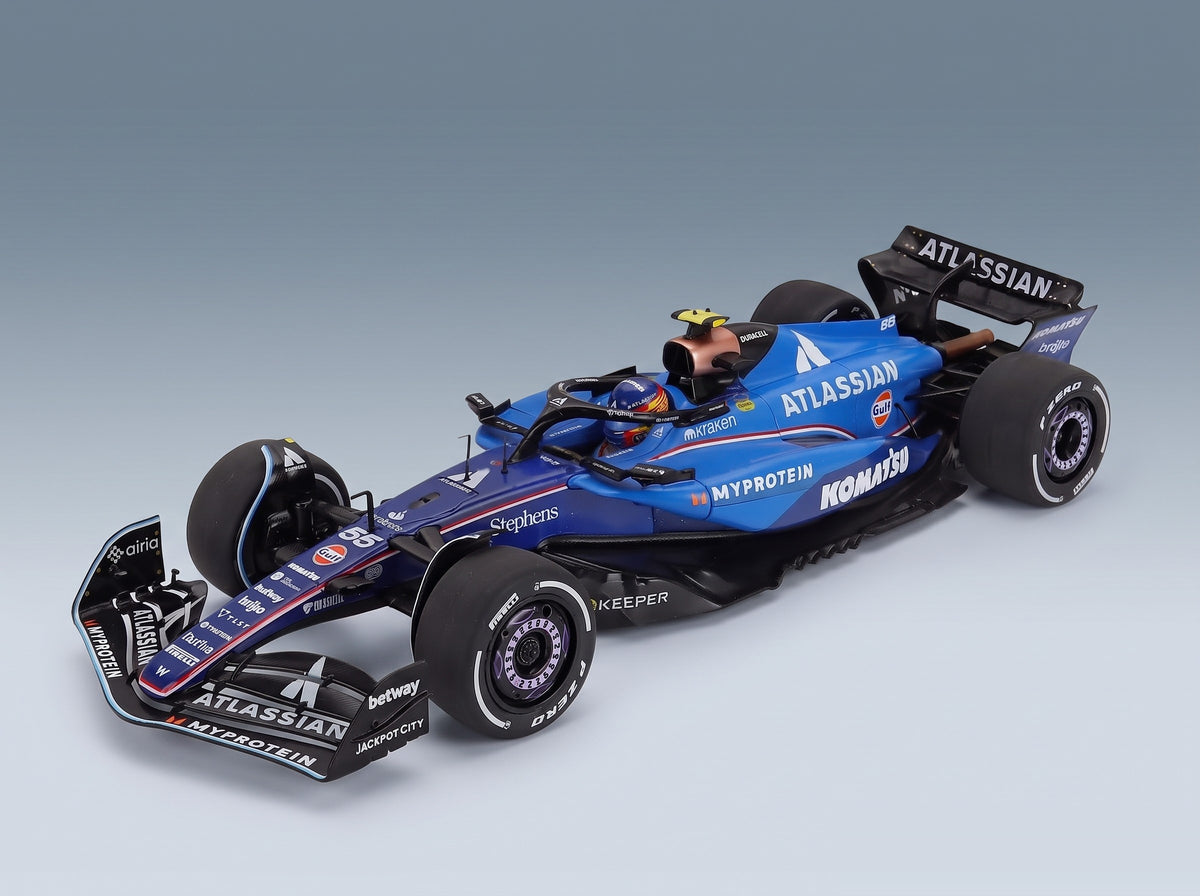 Williams FW47 Team Williams Atlassian Racing No. 55 Carlos Sainz 3rd Azerbaijan GP 2025 Solido 1:18 scale model - front three-quarter view